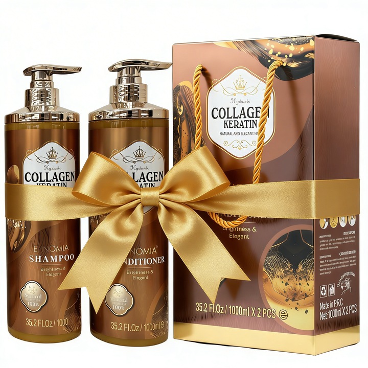 Set sampon si balsam Eunomia, colagen si keratina, 1000 ml, unisex, toate tipurile de par