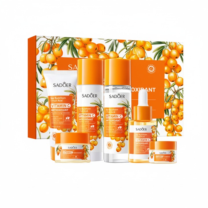 Set cadou ser cu vitamina C și catină, Sadoer, 6 piese, hidratare, unisex