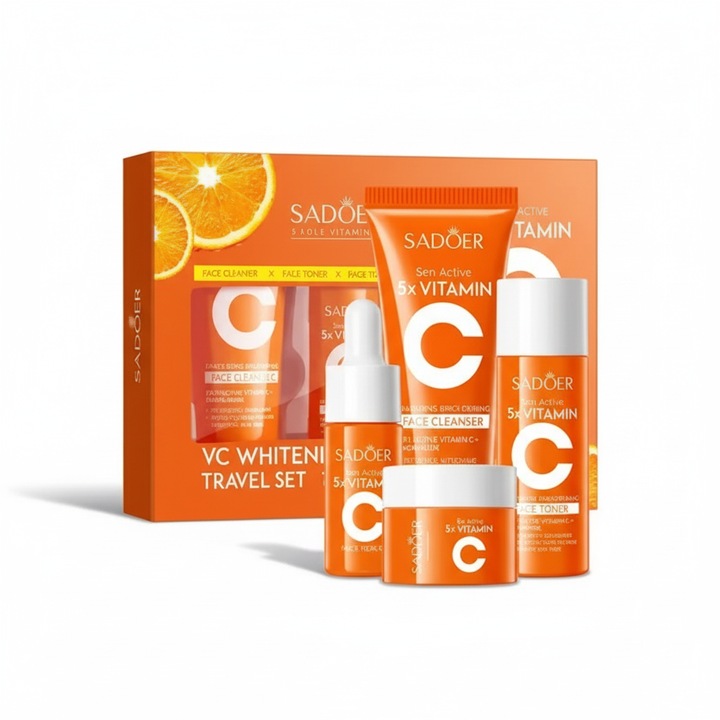 Kit ingrijire fata 5x Vitamina C, SADOER, hidratant, pentru femei