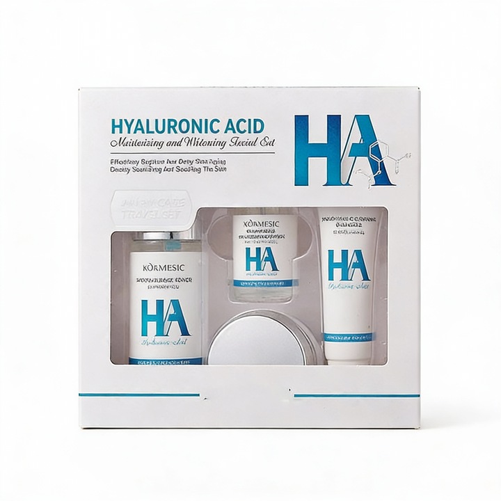 Set ingrijire fata Kormesic, 4 piese, acid hialuronic, hidratare, pentru femei