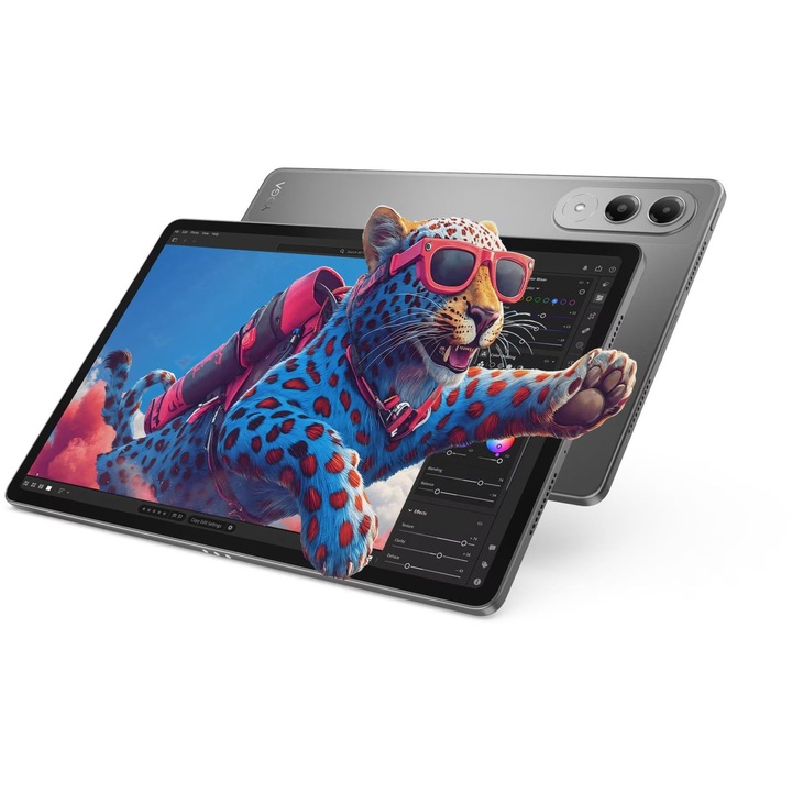 Таблет Lenovo Yoga Tab, Luna Grey с процесор 1x Cortex-X4 (3.3 GHz) + 3x Cortex-A720 (3.2 GHz) + 2x Cortex-A720 (3.0 GHz) + 2x Cortex-A520 (2.3 GHz), 12 GB, 256 GB, Android 15, Сив