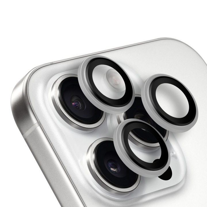 Protector lentile OBAL:ME pentru Apple iPhone 16 Pro/16 Pro Max, alb titanium