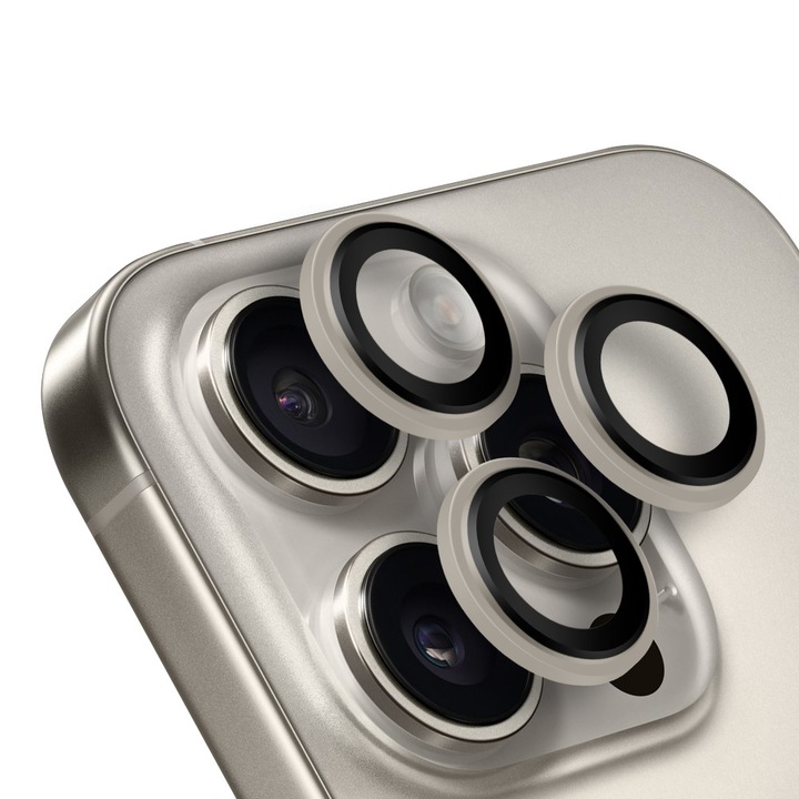 Protector lentile OBAL:ME pentru Apple iPhone 16 Pro/16 Pro Max, titan natural