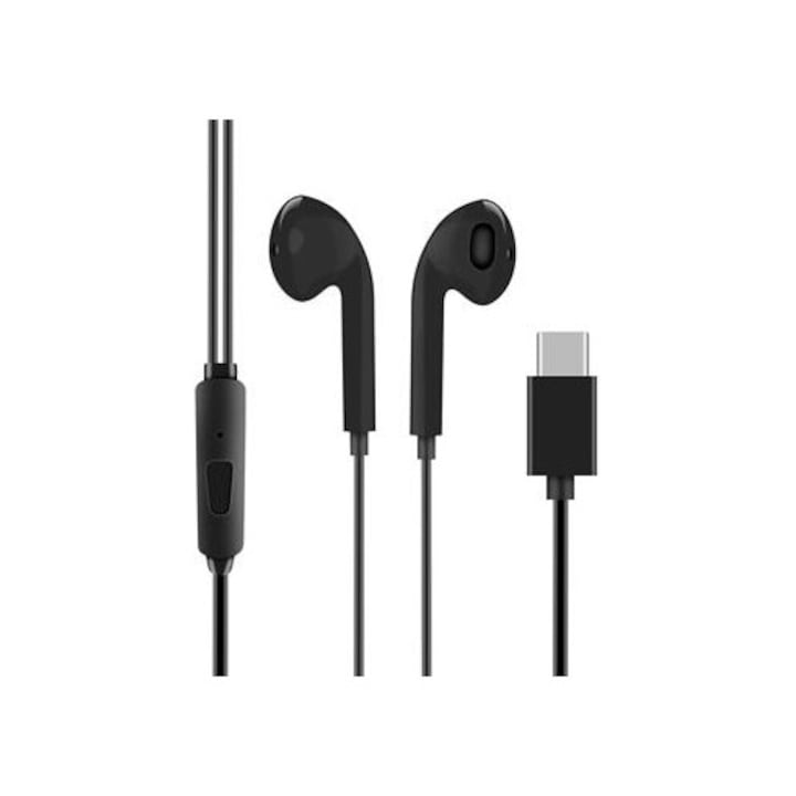 Casti cu fir OBAL:ME, USB-C, 1.2m, negru, microfon integrat