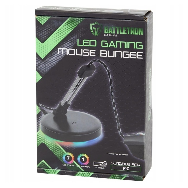 Mouse Bungee Gaming Battletron RGB, 7 moduri iluminare, control precis, baza anti-alunecare, pentru gameri adolescenti, cadoul ce nu da gres
