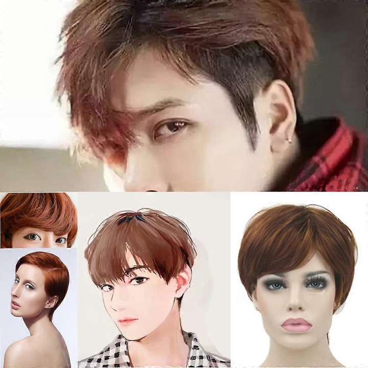 Peruca scurta pentru barbati, bruneta, 7 inch, set cu retea de par