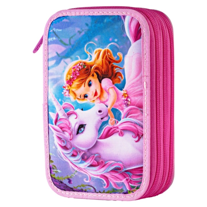 Penar Daco neechipat cu 3 fermoare - Motiv unicorn si printesa PE3034