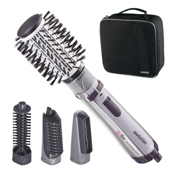 Perie rotativa BaByliss 2735E, 1000W, Ionizare, 4 Accesorii, 2 Setari temperatura/viteza, Cool-Shot, geanta depozitare, Negru Perie rotativa BaByliss 2735E, 1000W, Ionizare, 4 Accesorii, 2 Setari temperatura/viteza, Cool-Shot, geanta depozitare, Negru