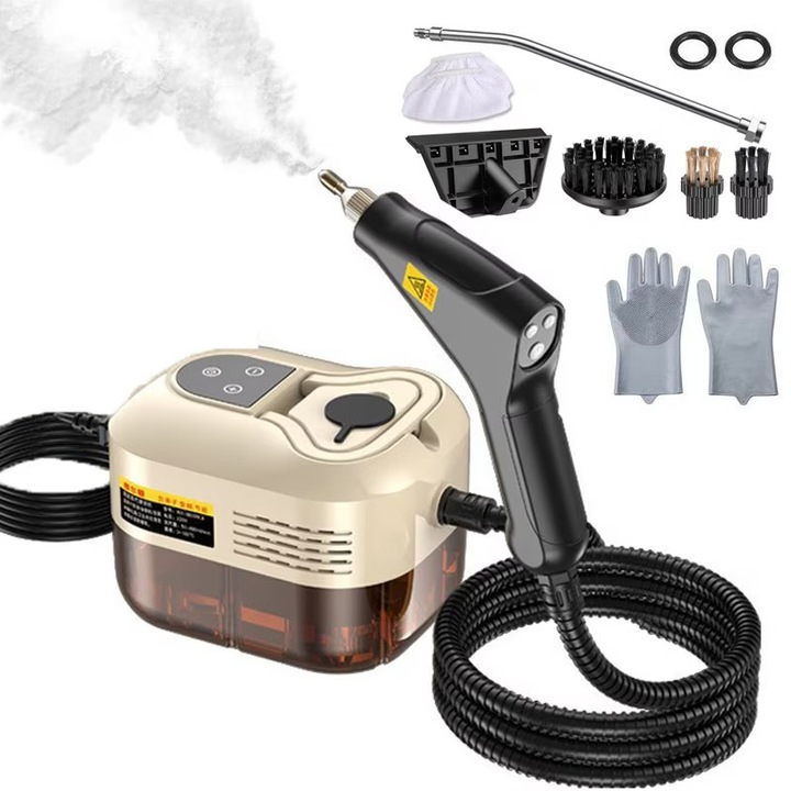 Aparat de curatat cu abur, 1500W, 3Bar, rezervor 1200 ml, Aiorber, incalzire 10S, 6 setari de reglaj al aburului, 6 accesorii incluse, 6 trepte, cablu 2.5m, BEJ