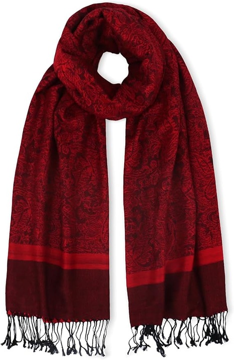 Esarfa dama paisley din casmir, design jacquard dublu fata, 70x180cm, multicolor