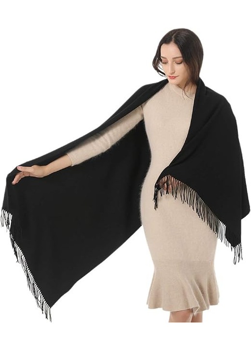 Esarfa din casmir, 79x28 inch, cu ciucuri, multicolor, pentru ocazii speciale