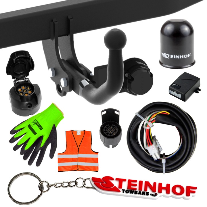Hak de tractare Steinhof pentru BMW 3 E90 Sedan 2005-2012, cu modul si cablu electric 7 PIN, set complet