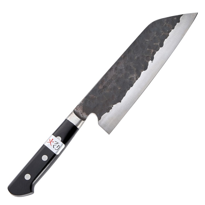 Cutit Santoku, Fujiwara Denka, otel, 18 cm, negru/argintiu