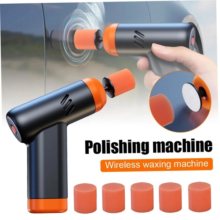Polizor auto fara fir, 2 viteze, 5 pad-uri de polisare, design compact, portabil