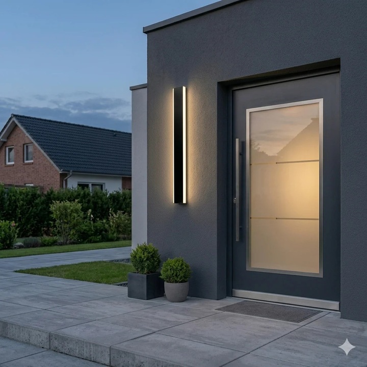 Aplica LED Exterior RFAN, Model K-23180AL, IP65, Lumina Calda, 44W, Negru