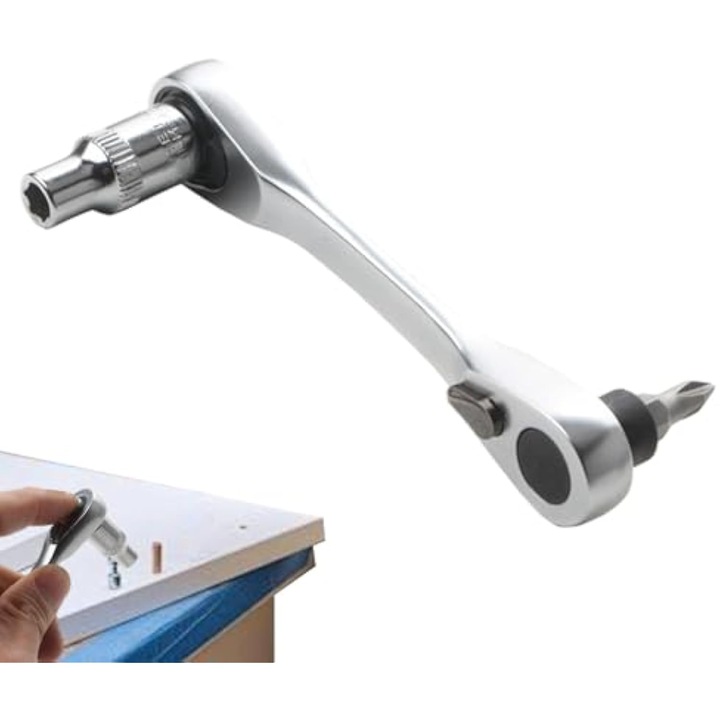 Cheie universala 1/4 inch, design cu capete duble, mecanism de eliberare rapida, compacta, pentru spatii inguste