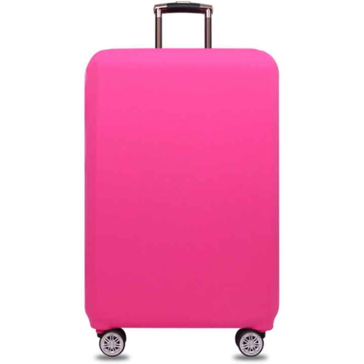 Husa elastica pentru bagaje, roz, 22-24 inci, set de protectie cu gauri pentru manere