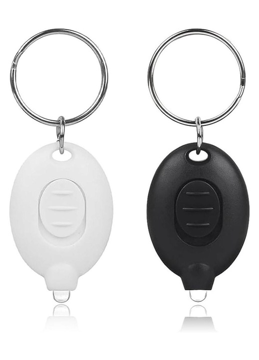 Kulcstartók 2 Mini LED-del, fehér és fekete, állandó és stroboszkóp világítási módok, hordozható
