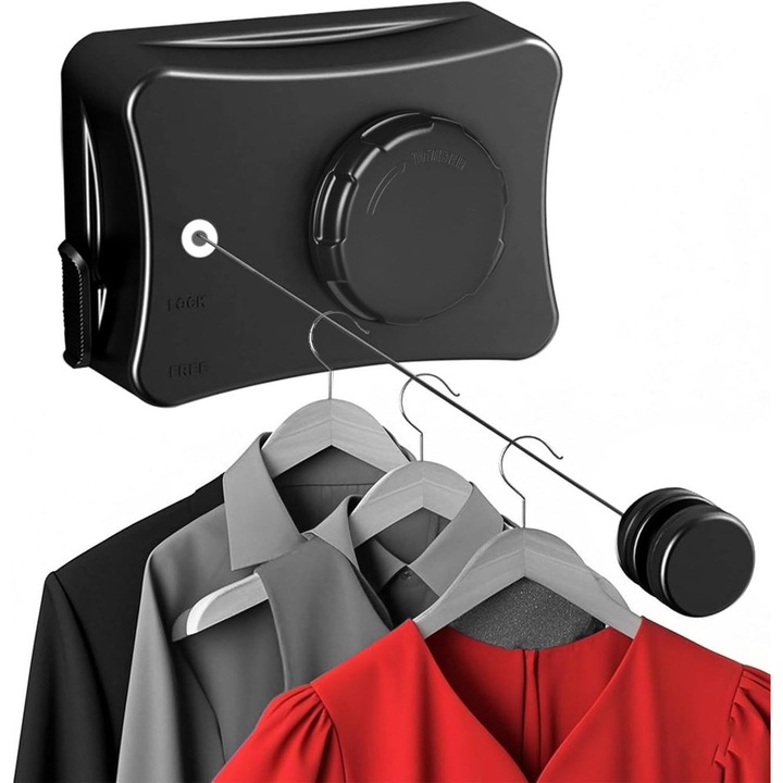 Sfoara retractabila pentru rufe 5.1m, din ABS si otel inoxidabil, capacitate 20kg, design compact