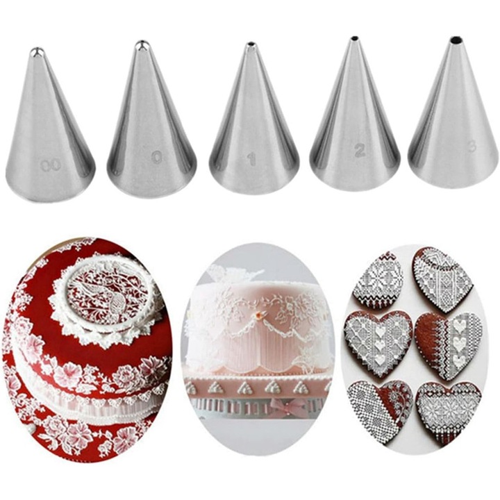 Ustensile ornare prajituri, duze din otel inoxidabil, set, dimensiuni diferite