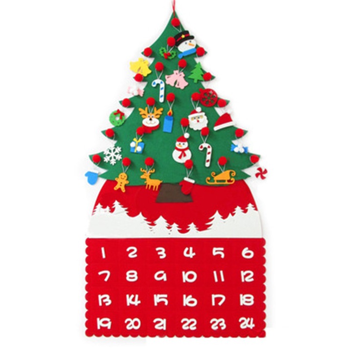 Calendar de Craciun din fetru, ornament de Craciun, decor pentru atmosfera, 60x40cm, stil 3