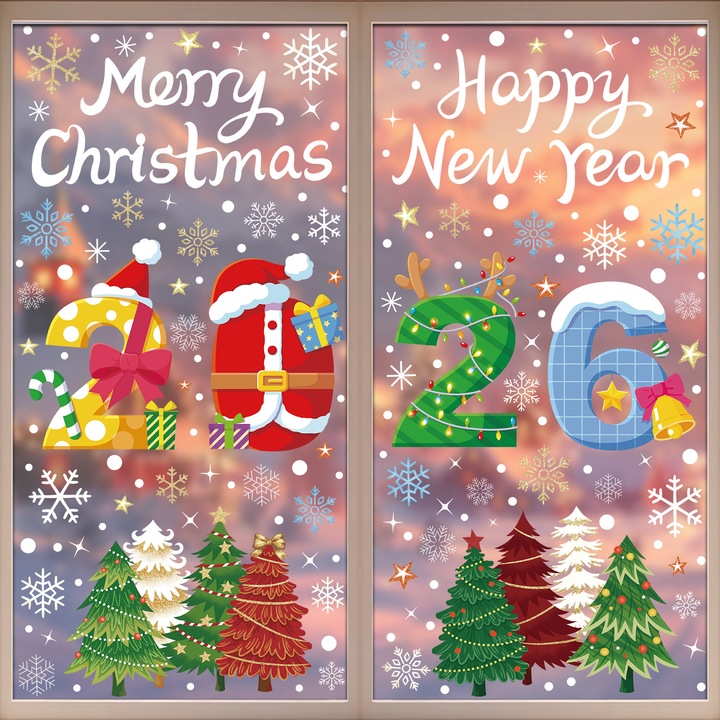 Stickere decorative Craciun, autocolante statice, set, stil 4