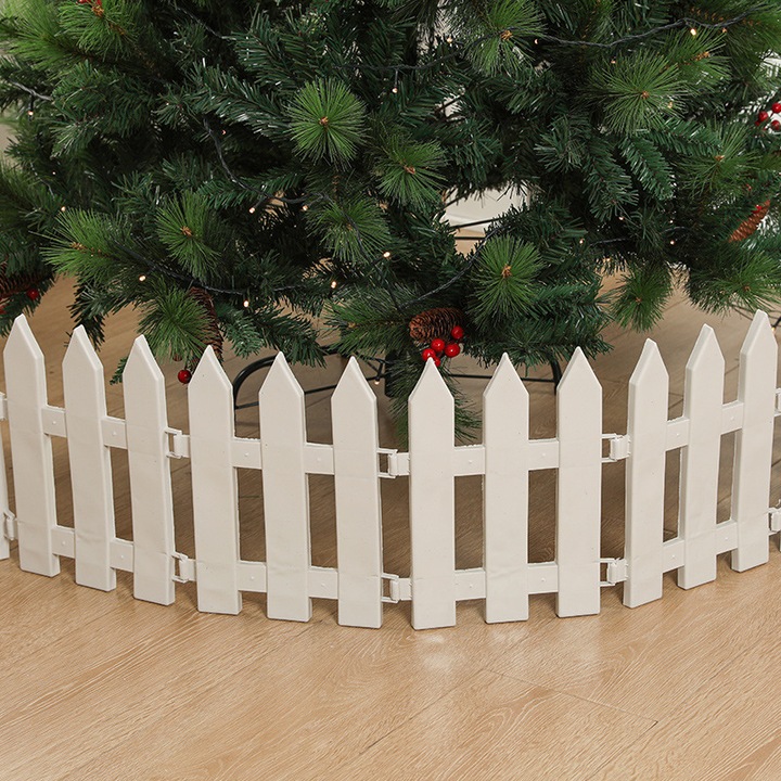 Set de 10 piese gard detasabil din plastic alb pentru brad de Craciun, decoratiuni pentru scena de Craciun