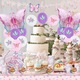 Set Petrecere Tematica Sirena si Fluture, Irizant, Decoratiuni Zi de Nastere Copii, cu Baloane, Farfurii, Pahare, Servetele si Paie, Accesorii Masa pentru Aniversare, Nunta sau Evenimente