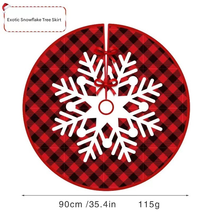 Fusta de brad de Craciun, design jucaus, 150cm, tematica desene animate si tren de joc, multicolor
