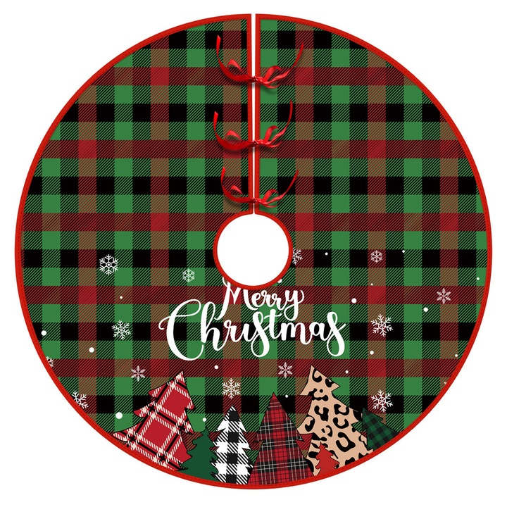 Funda de brad de Craciun 150cm, imprimeu creativ, multicolor, pentru decorare acasa