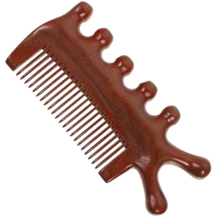 Pieptene de masaj din lemn de santal, cu dinti largi, pentru ingrijire delicata, anti-static, set.