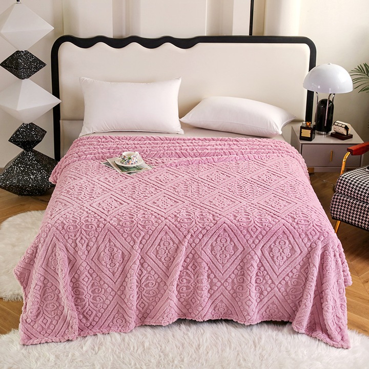 Patura jacquard mov deschis, cuvertura pentru canapea, patura de dormit, patura pentru aer conditionat, tematica de Craciun, 150cm x 200cm