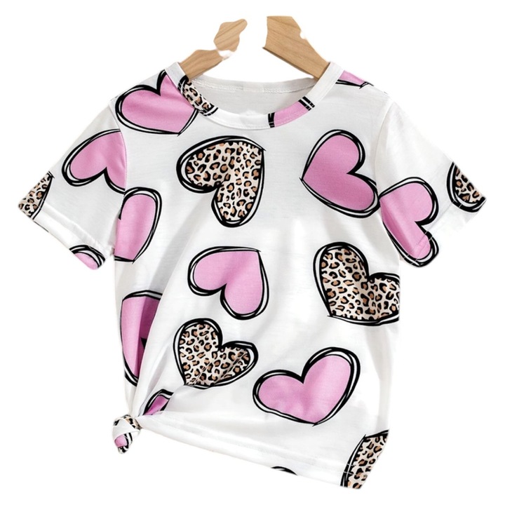 Gyerek póló, fehér, szívecskés, 5-6 év, 116 CM