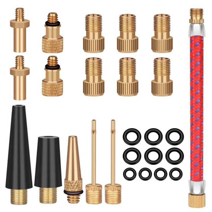 Adaptor supapa bicicleta, set accesorii pompa, utilizare versatila, multicolor