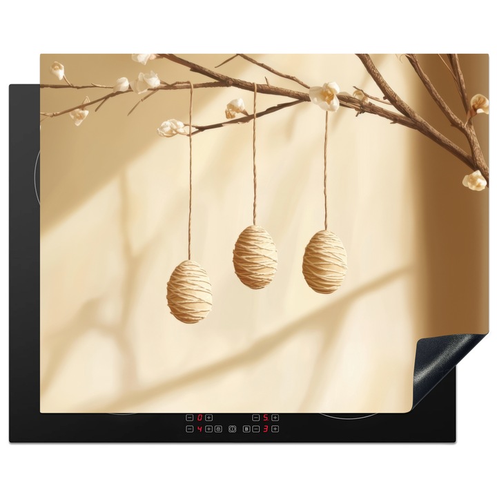 Protectie pentru plita inductie, Protectie aragaz, Acoperitor plita, Antizgarieturi, Decor bucatarie Bej 65x52 cm