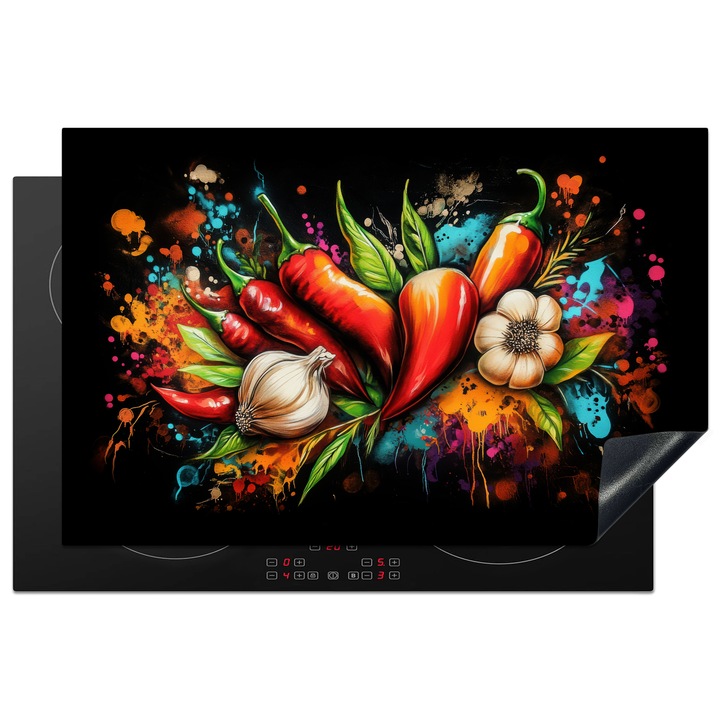 Защита за индукционен плот, Защита за готварска печка, Капак за плот, Против надраскване, Декор за кухня Червен 81.2x52 см