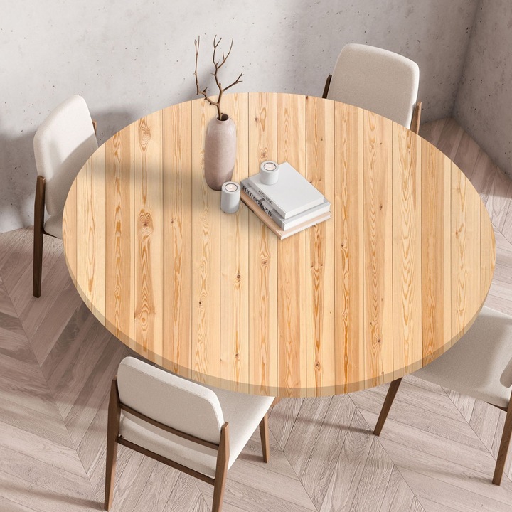 Fata de masa rotunda, 3D, cu margini elastice, reutilizabila, multicolor, 60cm