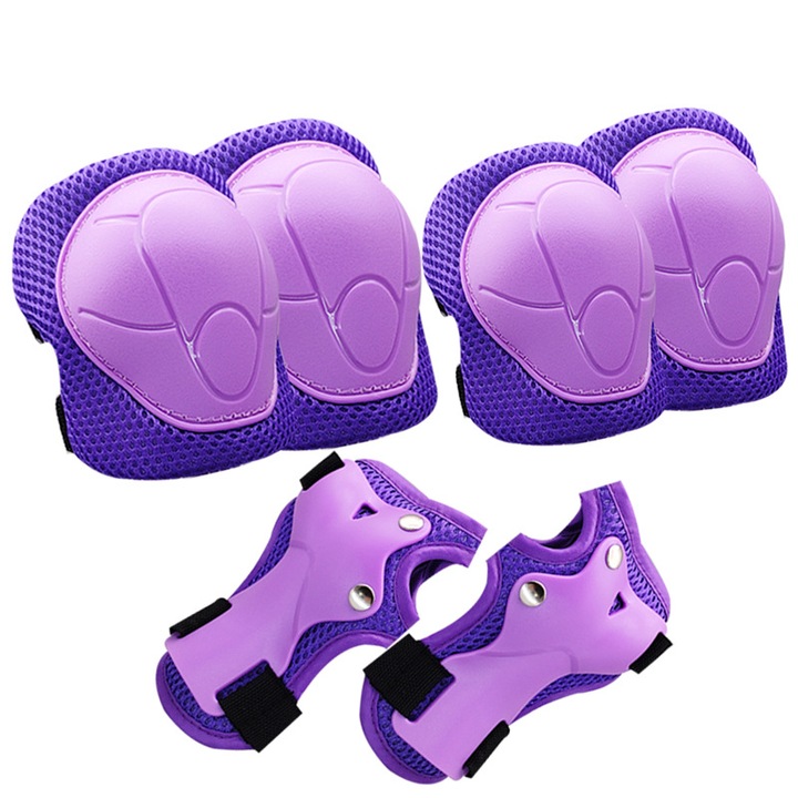 Set de protectie pentru copii, 6 piese, genunchiere, cotiere, protectii pentru incheieturi, multicolor, 3-9 ani