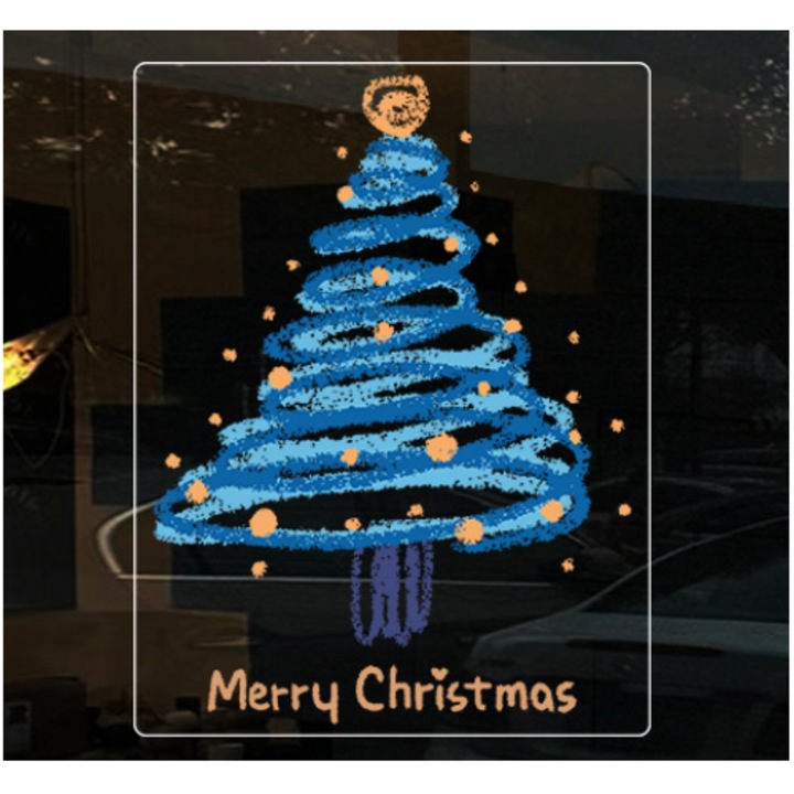 Sticker decorativ de Craciun pentru feronerie, model LG4F, 58x76cm, set de autocolante electrostatice cu aplicare usoara