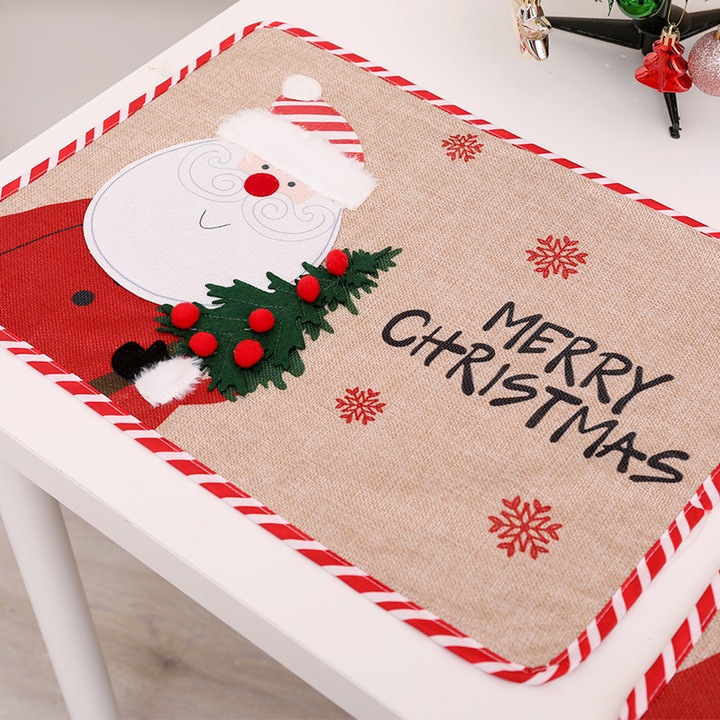 Set 2 piese decoratiuni de Craciun, servete si naproane, model batran, 46x33cm