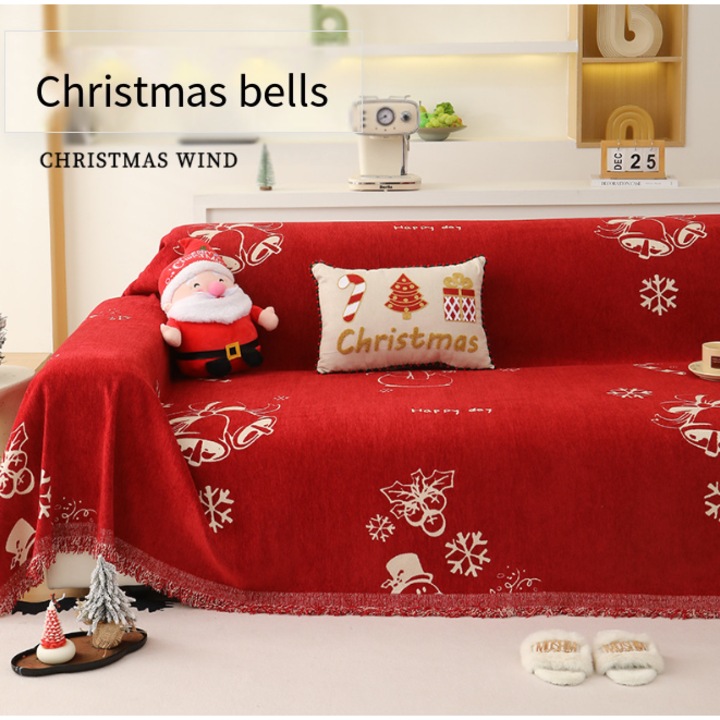 Husa canapea tematica de Craciun, design brad, 70x59 inci, set decorativ pentru living