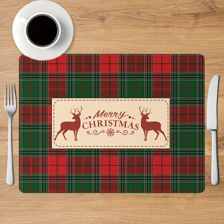 Set 2 Servete de Craciun, 13x17 inch, design tematic, material antiderapant