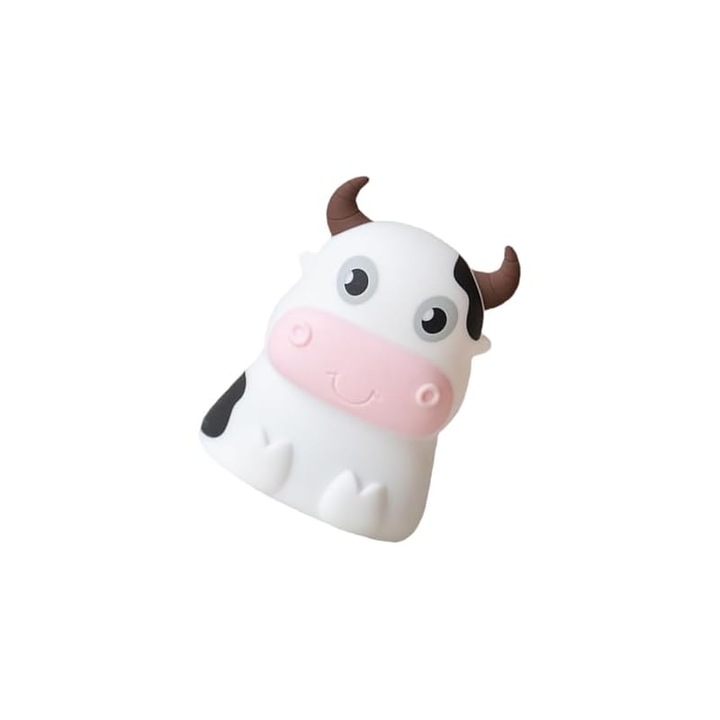 Lampa de veghe copii, design vaca, culori vibrante, control tactil, multicolor, 10x15cm