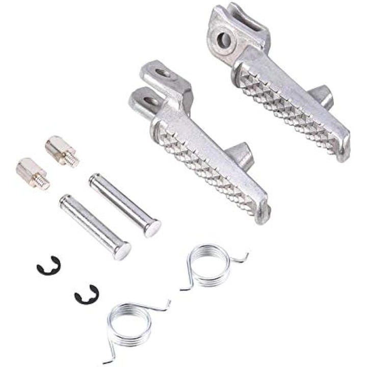 Pedale frontale din aliaj de aluminiu pentru motocicleta, set, argintii, usor de instalat