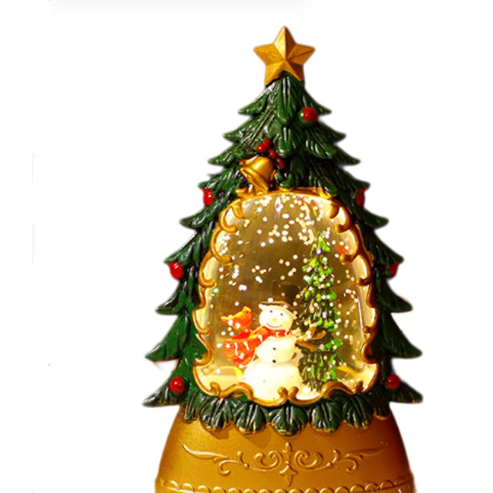 Lampa electronica in forma de lumanare, efecte de Mos Craciun si fulgi de zapada, design retro, 30x15cm