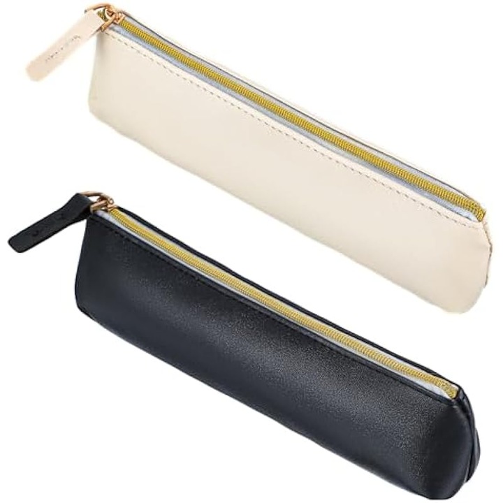 Penar din piele PU, set 2 piese, design negru si bej, compact, rezistent la apa