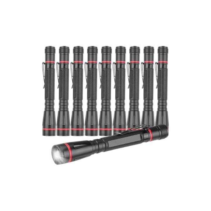 Set de 10 lanterne LED mini, impermeabile, cu 3 moduri, focus variabil, dimensiuni compacte