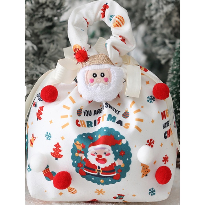 Sacose cadou pentru mere de Craciun, set de 2, stil 8