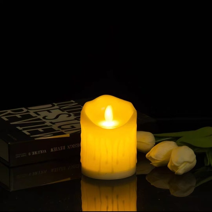 Set de 5 lumanari LED impermeabile, cu telecomanda, plastic alb ivoriu, pentru interior si exterior