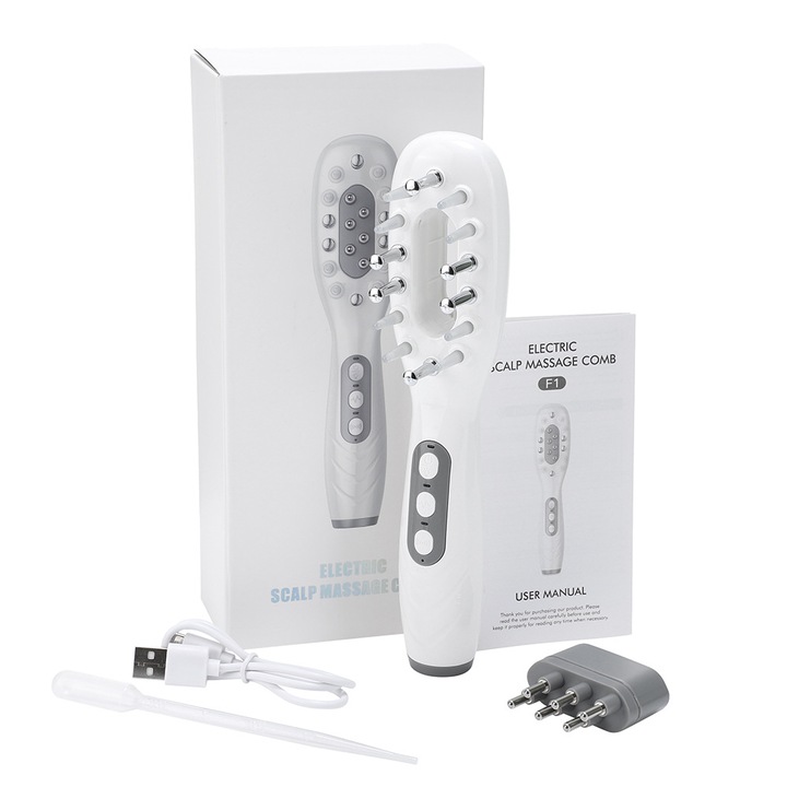Perie electrica de masaj pentru scalp, aparat de masaj pentru par, compact, usor, materiale premium